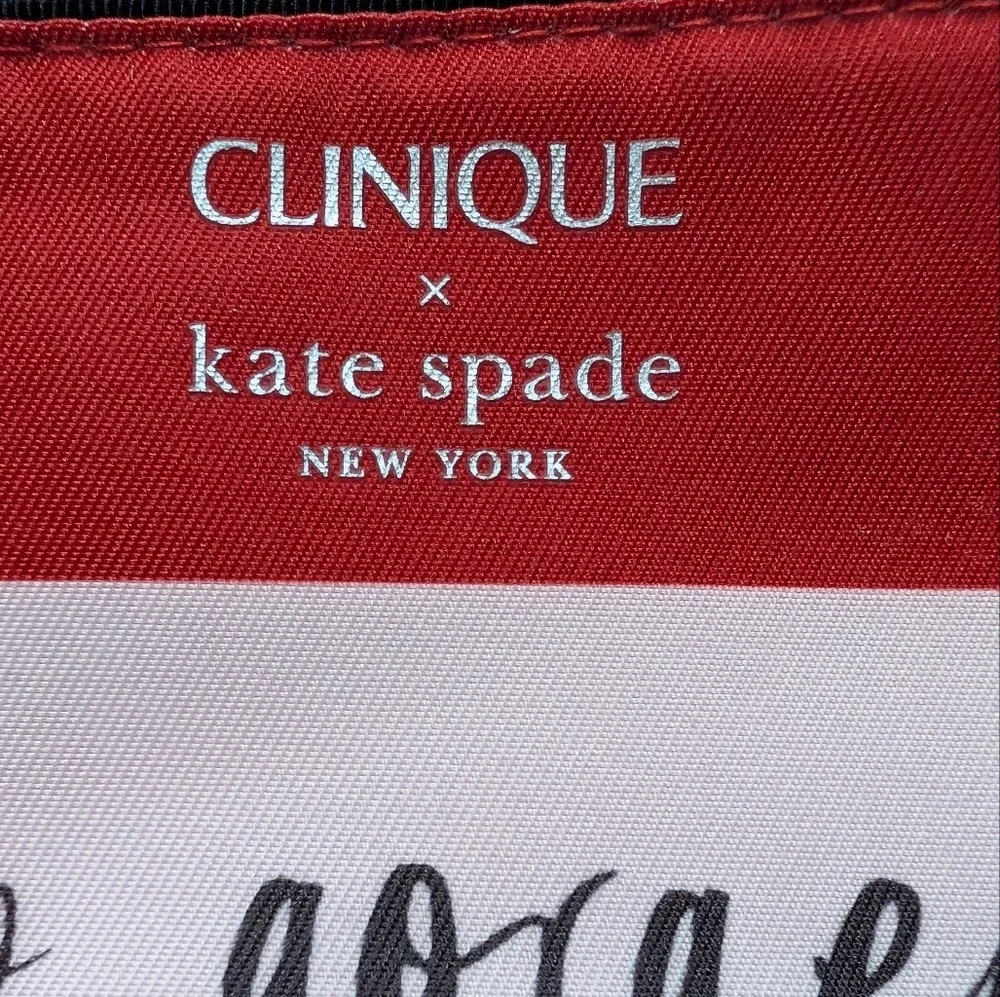 Clinique × Kate Spade 'hello gorgeous' Striped Makeup Bag Cosmetic Pouch NEW - Picture 5 of 6